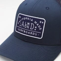 Navy Almond Trucker Hat -Almond Surfboards Almond trucker patch hat detail 1